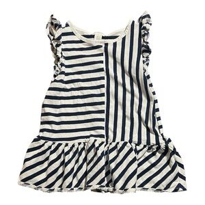 Crewcuts navy and White with Peplum Ruffle t-shirt- size 6-7